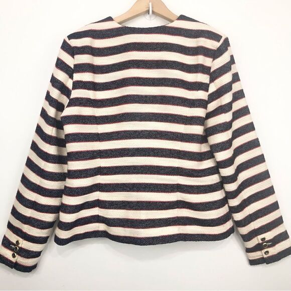 Cabi 5094 Navy Red Cream Nautical Stripe Double Breasted Cruise Blazer Jacket - Picture 12 of 16